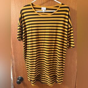 Lularoe Striped Hold Brown top XS high-low Irma Dolman